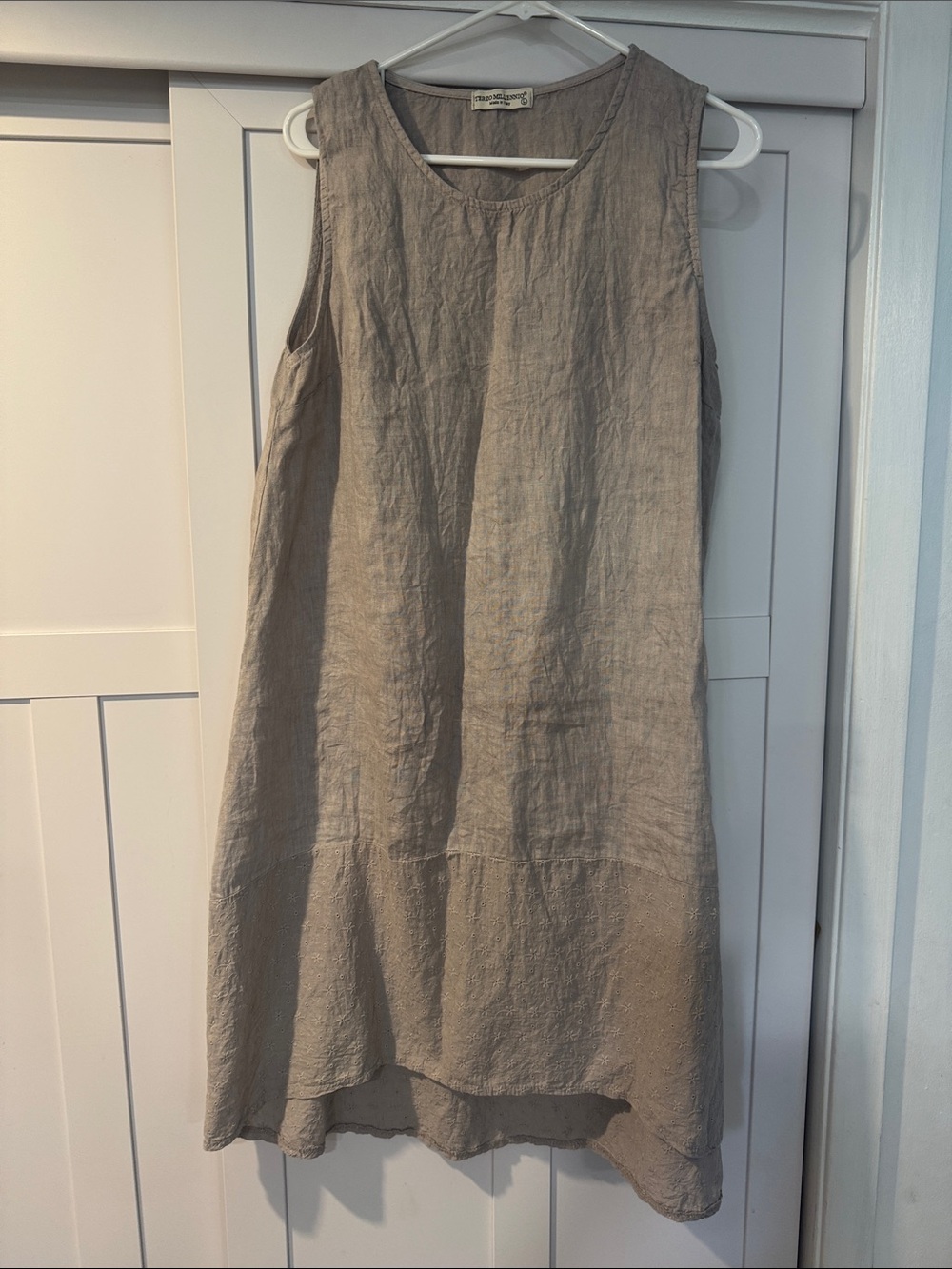 Terzo Millennio Sleeveless Linen A-Line Dress in Taupe